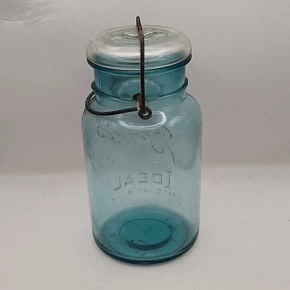 Vintage Ball Ideal Blue Glass Quart Canning Jar 7.75" - Picture 3 of 7